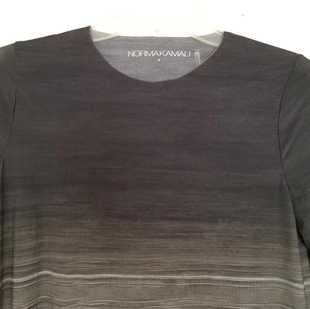 Norma Kamali Ombre Laser Cut Round Neck Long Sleeve Top Black Gray Size … - Picture 2 of 5